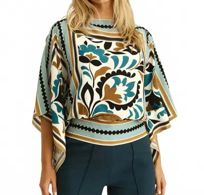 Cartolina Nantucket Fenna Scarf Top In Stained Glass Floral In Multi