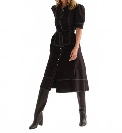 Cartolina Nantucket Francesca Midi Dress In Noir In Burgundy