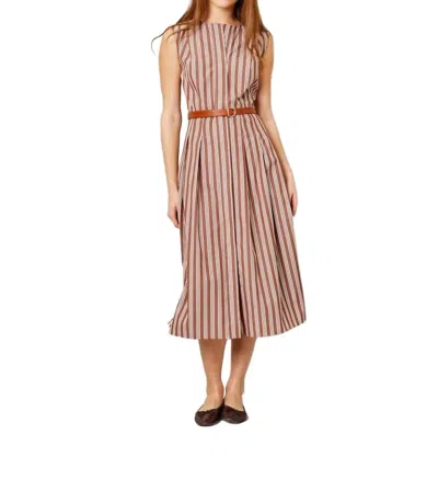 Cartolina Nantucket Hadley Dress In Cappucino White Stripe In Multi