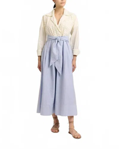 Cartolina Nantucket Johanna Maxi Dress In Banana Stripe In Multi