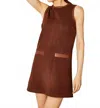Cartolina Nantucket June Mini Shift Dress In Chicory In Brown