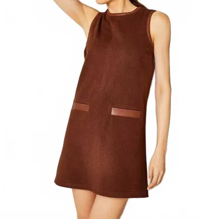 Cartolina Nantucket June Mini Shift Dress In Chicory In Brown