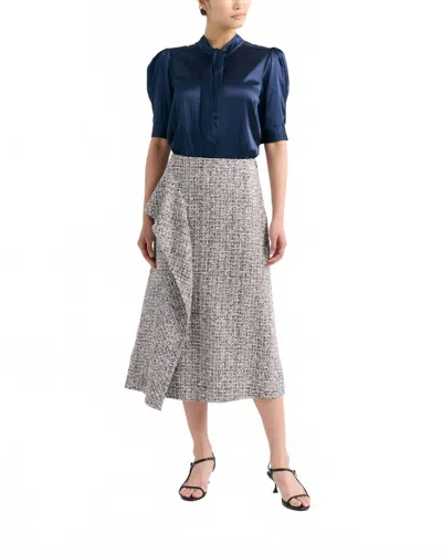 Cartolina Nantucket Juniper Midi Skirt In Multicolor Tweed