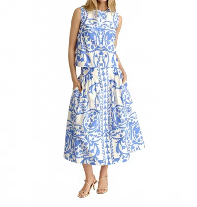 Cartolina Nantucket Linda Top In Provence Blue Faraway Print