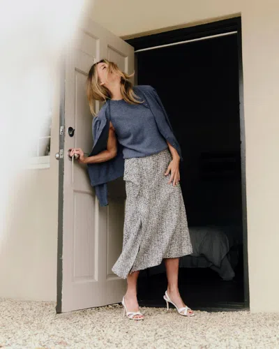 Cartolina Nantucket Lucy Long Sleeve Cardigan In Gallery Blue