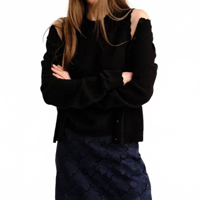 Cartolina Nantucket Lucy Long Sleeve Sweater In Noir In Black