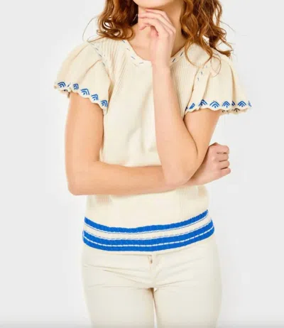 Cartolina Nantucket Madeline Short Sleeve Sweater In White