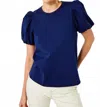 Cartolina Nantucket Noemie Puff Sleeve Tee In Ocean Cavern In Multi
