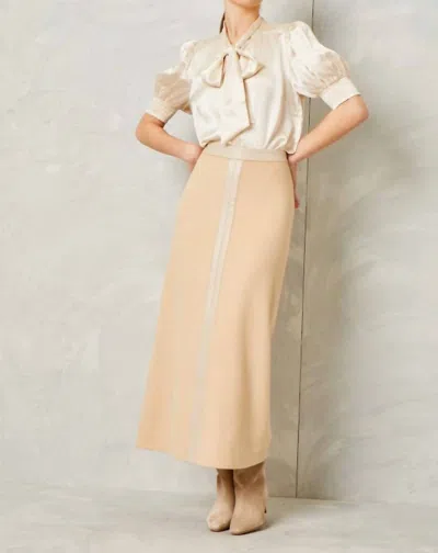 Cartolina Nantucket Opal Cashmere Wool Midi Skirt In Irish Cream In Multi