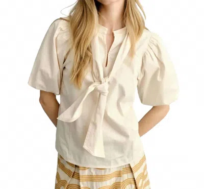 Cartolina Nantucket Perry Tie Neck Top In Ivory In Neutral
