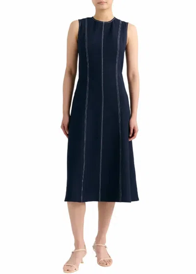 Cartolina Nantucket Rain Midi Dress In Dark Navy In Blue