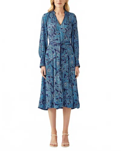 Cartolina Nantucket Regine Midi Dress In Blue Paisley