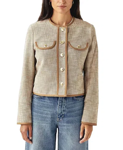 Cartolina Nantucket Renata Long-sleeve Jacket In Elmwood In Brown