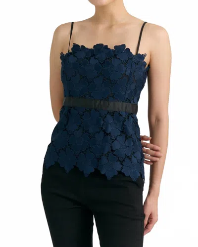 Cartolina Nantucket Romita Peplum Top In Midnight Blue In Multi