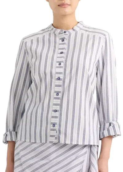 Cartolina Nantucket Rosalie Shirt In Coastal Indigo Stripe In Multi