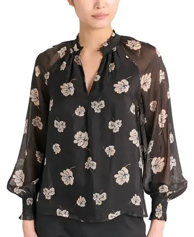 Cartolina Nantucket Sawyer Blouse In Moonlit Rose In Black
