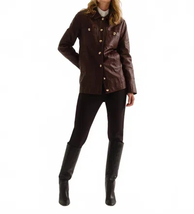 Cartolina Nantucket Winifred Leather Jacket In Wine In Pink