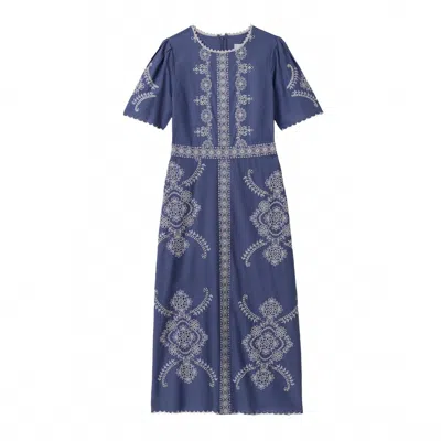 Cartolina Nantucket Women's Bobbi Midi Dress In Indigo In Multi