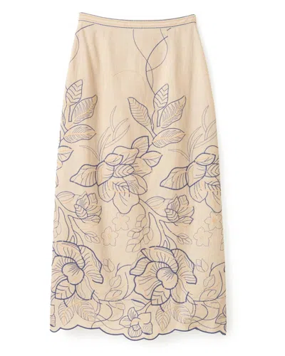 Cartolina Nantucket Cypress Midi Skirt In Natural Linen In Neutral