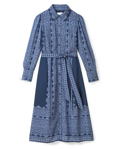Cartolina Nantucket Women's Grace Midi Dress In Navy Carmel Trellis In Blue