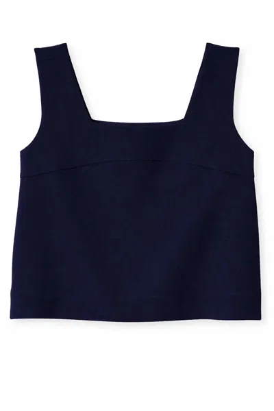 Cartolina Nantucket Women's James Square Neck Tank Top In Navy In Blue