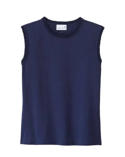 Cartolina Nantucket Women's Logan Crew Neck Tank Top In Midnight Blue