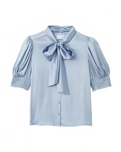 Cartolina Nantucket Women's Peggy Puff Sleeves Top In Blue Mist