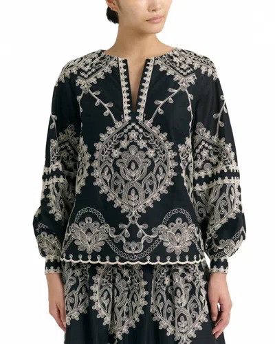 Cartolina Nantucket Ynez Y-neck Top In Noir In Black