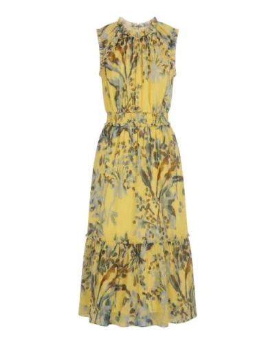 Cartolina Naomi Floral Georgette Midi Dress In Lake Bluff Floral