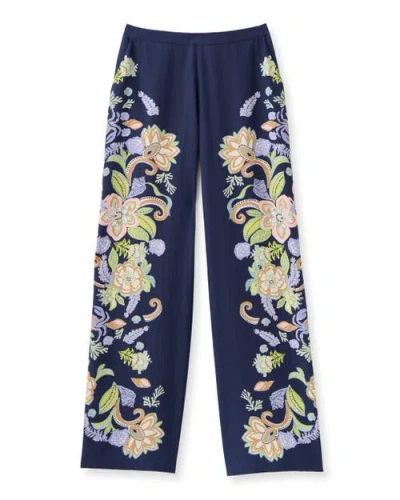 Cartolina Olivia Printed Wide-leg Pant In Blue