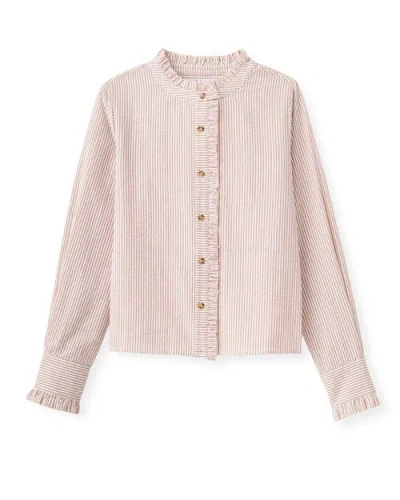 Cartolina Percy Seersucker Button Up Shirt In Pink