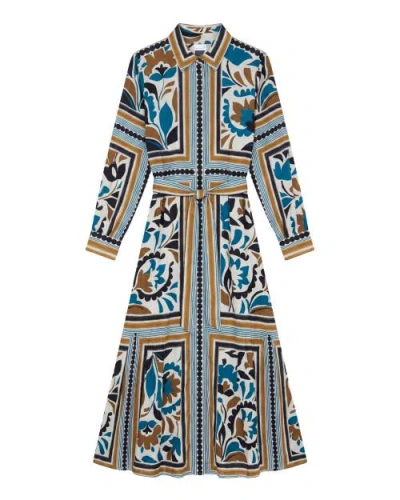 Cartolina Rowan Printed Midi Shirt Dress In Multi