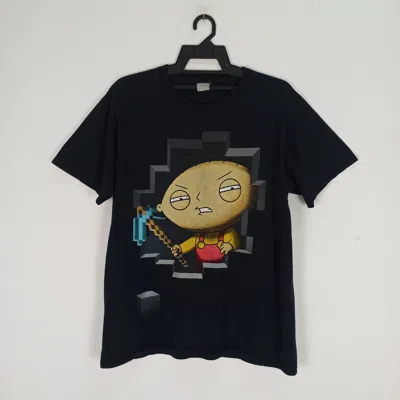 Pre-owned Cartoon Network Family Guy Stewie Griffin With A Diamond Pick Tshirt In Black