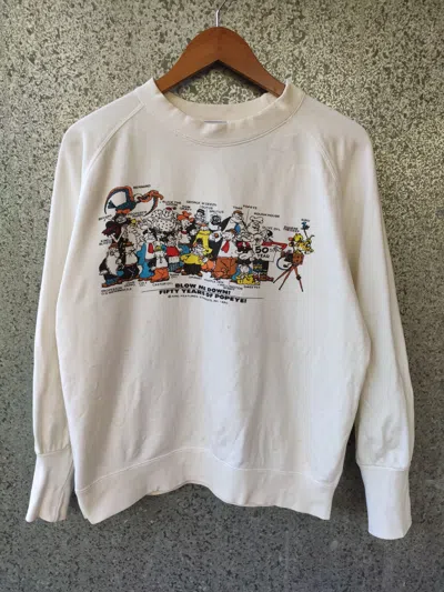 Pre-owned Cartoon Network Vintage 80's Popeye Sweatshirt In White