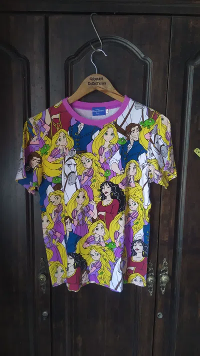 Pre-owned Cartoon Network X Disney Rapunzel Over Print Casual Shirt