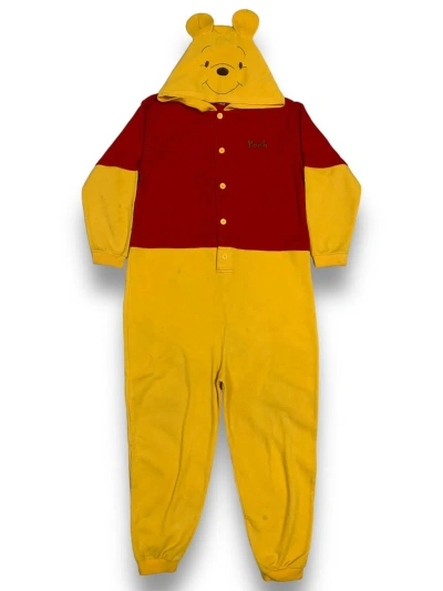 Pre-owned Cartoon Network X Disney Vintage Disney Winnie The Pooh Pajama Costume/overalls In Red/yellow