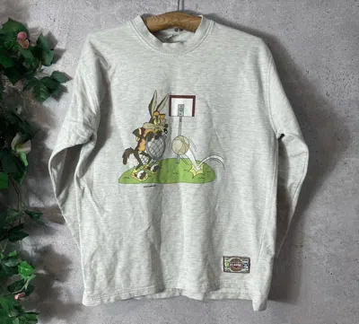 Pre-owned Cartoon Network X Disney Vintage Looney Tunes Cayote Space Jeam Team 1996 Sweatshirt In Gray White