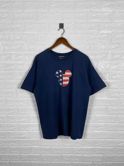 Pre-owned Cartoon Network X Disney Vintage Walt Disney World Mickey Mouse America Flag T Shirt In Blue