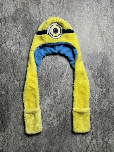 Pre-owned Cartoon Network X Humor Y2k Minions Rush Absurd Humor Cute Trapper Hat Japan Style In Yellow