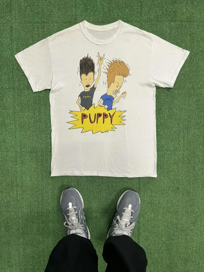 Pre-owned Cartoon Network X Vintage 90's Beavis And Butt-head Puppy White Tee