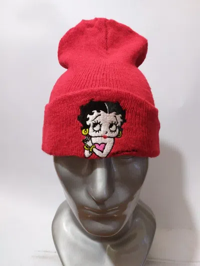 Pre-owned Cartoon Network X Vintage Embroidery Betty Boop Beanie Nice Design Print In Red