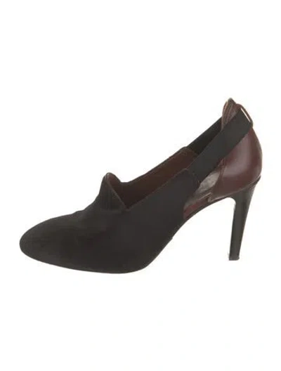 Pre-owned Cartujano Ponyhair Fur Trim Pumps In Brown