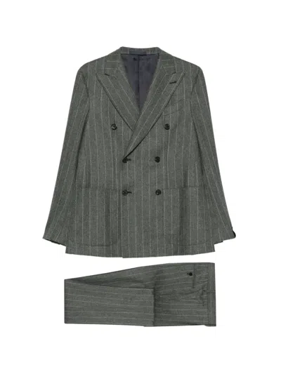 Caruso Aida Pinstripe Double-breasted Wool Suit In Multi