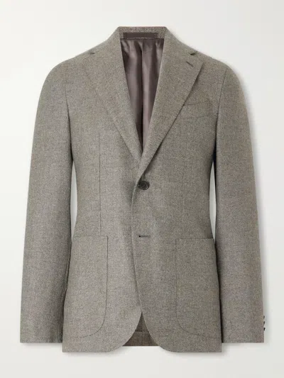 Caruso Aida Wool And Cashmere-blend Twill Blazer In Gray