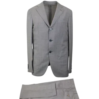 Caruso Black And White Houndstooth Single Breasted Suit In Multi
