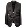 Caruso Black Wool And Silk Tuxedo Single Breasted Blazer In Black