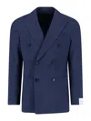 Caruso Stripe-pattern Double-breasted Suit In Blue