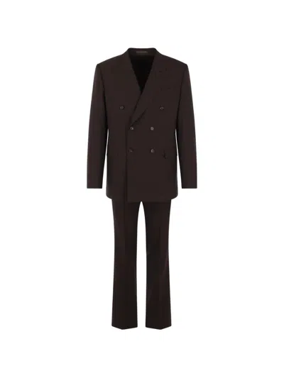 Caruso 더블 브레스티드 수트 In Brown
