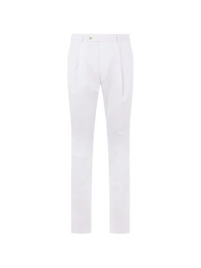 Caruso Buttoned Straight-leg Trousers In White