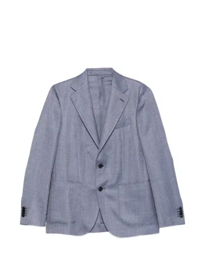 Caruso Button-fastening Blazer In Blue